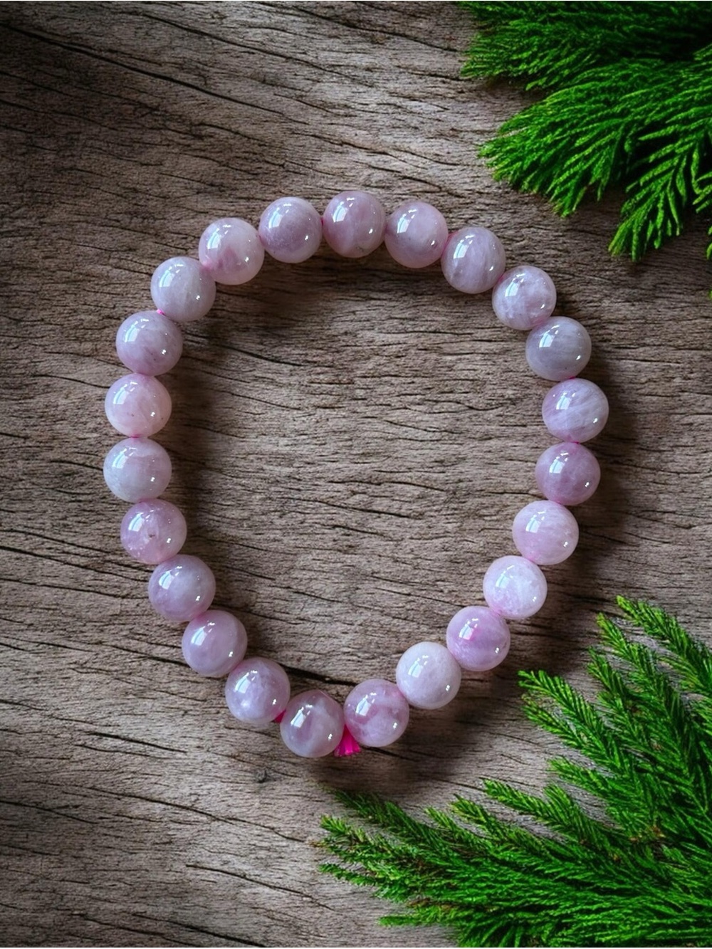 Pink Kunzite Crystal Beaded Stretch Bracelet 8mm